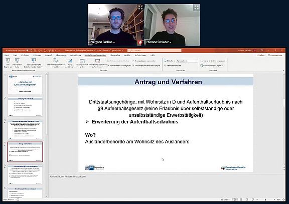 Screenshot der 2 Gastgeber der Online-Veranstaltung